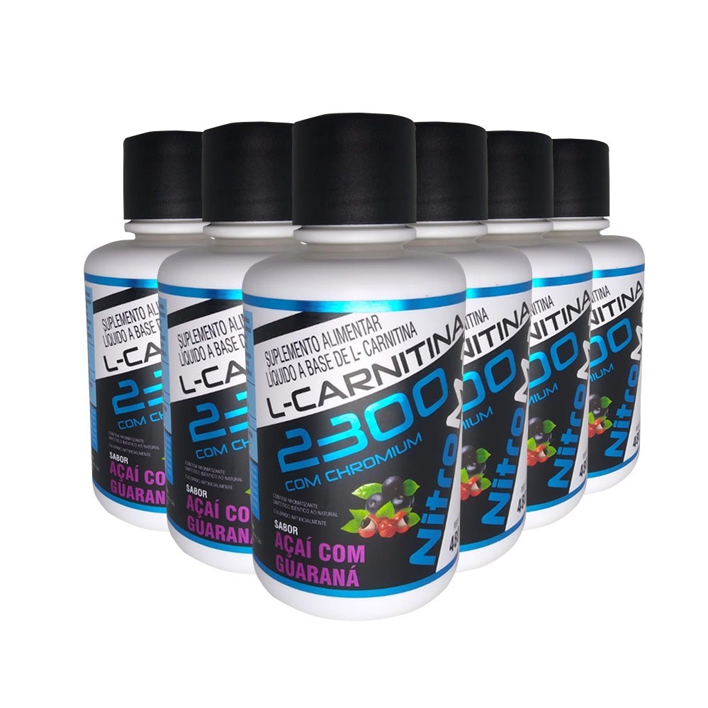 6X L-CARNITINA 2300 COM CHROMIUM 480ML  AÇAI COM GUARANA