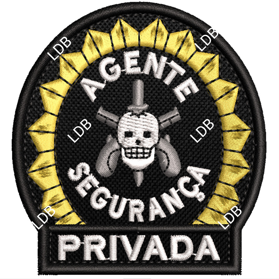 Patch Bordado Agente Segurança Privada 7x6,5cm caveira