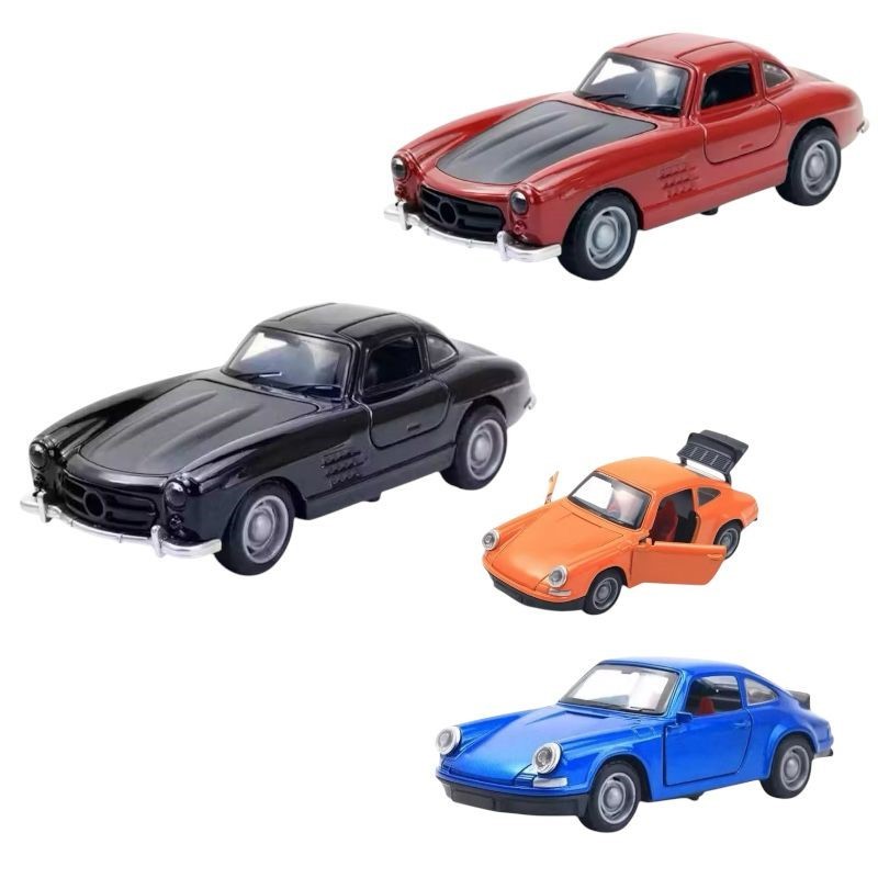 CARRO MINIATURA RETRO ANTIGO DE FERRO E DE FRICÇAO MODELO PORSCHE 911E MERCEDES 300 SL PORTA DE ASA