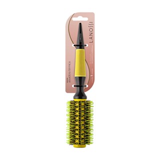 Escova de Cabelo Alisadora Térmica com Cerdas Mistas 27mm Ceramic Yellow Lanossi
