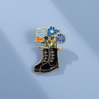 Bouquet Criativo Botas Esmalte Alfinetes Broches Flores Sapatos Broche Lapela Crachás Arte Alfinete Jóias Vintage Presente Para Amigos