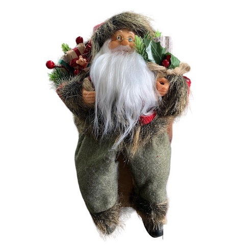 Papai Noel Sentado Casaco Vermelho Repetidor de Voz 30cm