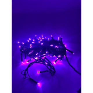 Pisca Pisca 100 Led 8 Funções Econômica Lâmpada 127v Cor Roxo Fio Verde 9 Metros 5w