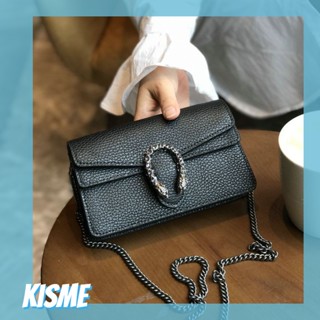 Bolsa de ombro feminina de couro PU mini corrente safira verde bolsa feminina