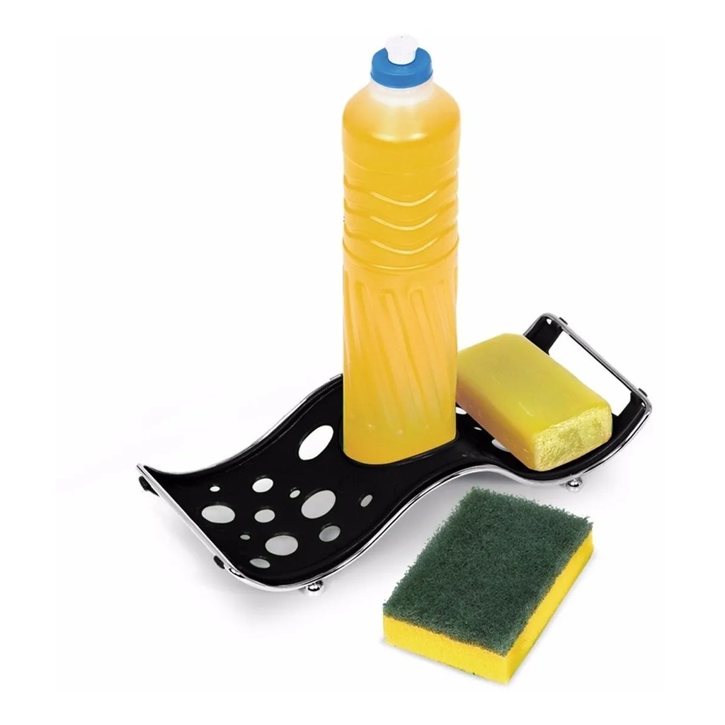 Porta Detergente, Sabão E Esponja Onda Preto N336-7 em Oferta na Shopee