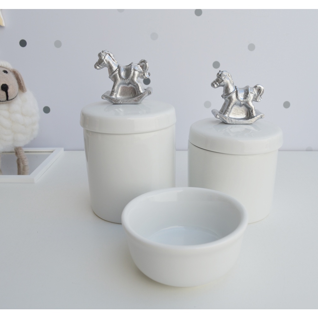 Kit Higiene Porcelana Bebê Moderno Quarto Banho K015 Cavalo