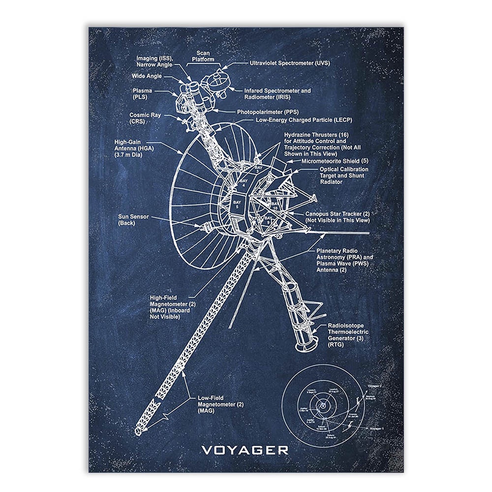 Placa Decorativa Nave Voyager Projeto Espaço Astronomia Ciência Decoração