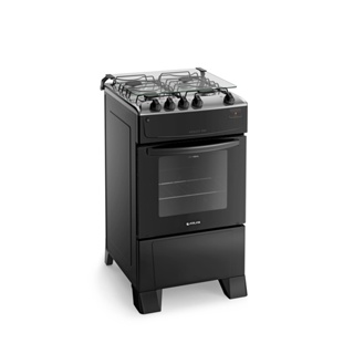 Fogão 4 Bocas Preto com Mesa Inox Atlas Mônaco Top Bivolt em Oferta na Shopee