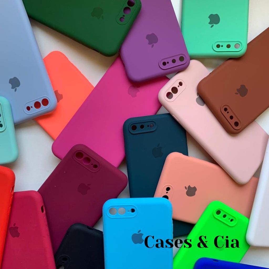 Capa Capinha Para iPhone 7 Plus 8 Plus Silicone Aveludada Proteção Câmera Fechada