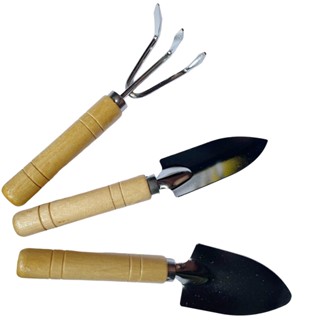 Kit Ferramentas para Jardinagem 3 Peças Cabo de Madeira
