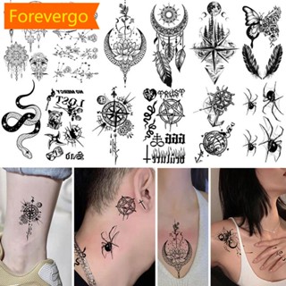 forevergo 1 Folha Adesivos Criativos De Tatuagem Pequena E Fresca Descartáveis De Cor Preto Branco De Corpo De Borboleta Lunar F2X2