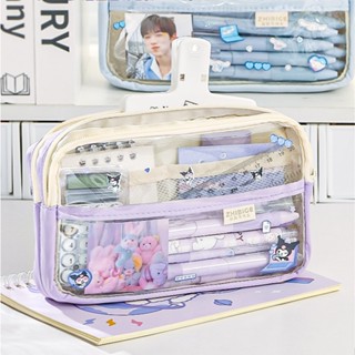 Saco De Lápis Transparente De Grande Capacidade Pvc Visível Janela Caixa De Papelaria Organizador De Caneta Escola Estudantil