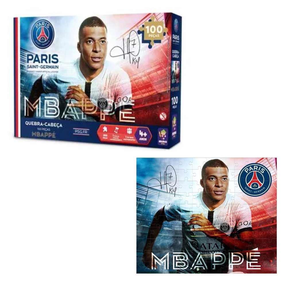 Quebra Cabeça Mbappe 100 Peças Puzzle PSG Mimo Toys Jogo Brinquedo Infantl Adulto Colecionável em Oferta na Shopee