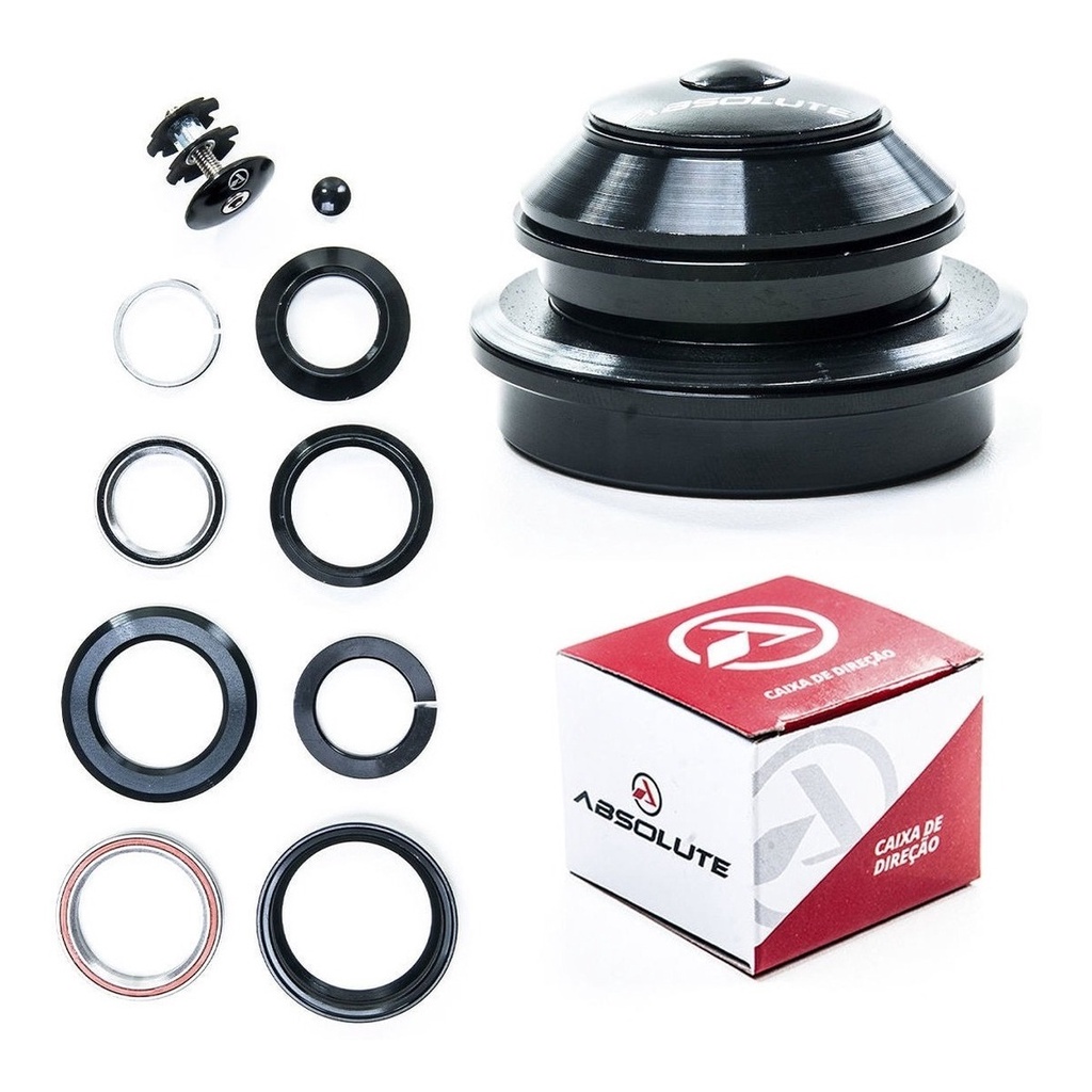 Caixa de direção bike Tapered 44/55 com Rolamento bicicleta incluso adaptador para espiga reta