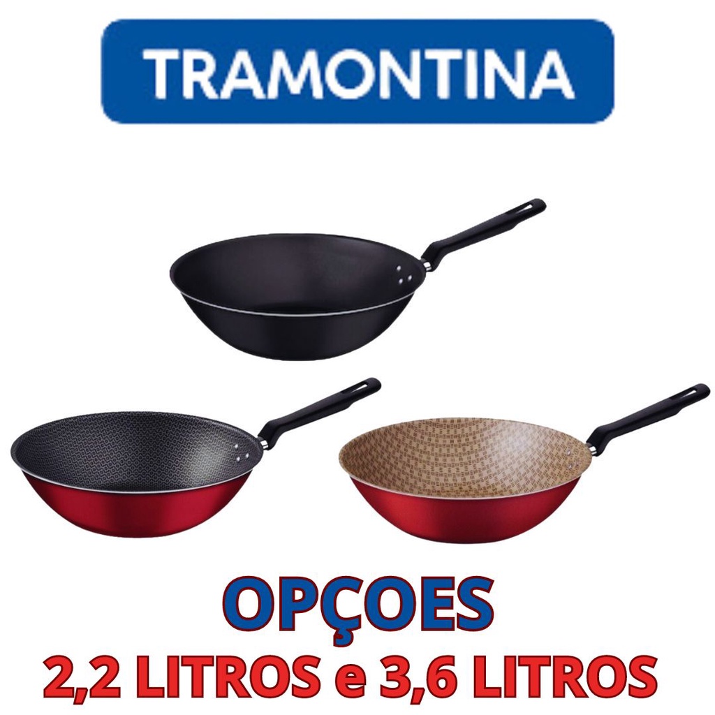 FRIGIDEIRA WOK ANTIADERENTE LORETO TRAMONTINA  2,2 LTROS 24 cm - 3,6 LITROS 28 cm