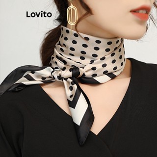 Lovito Cachecóis Redondos com Poás para Mulheres LFA06076 (Preto e Branco/Preto)
