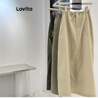 Lovito Saias Simples com Cordão para Mulheres LNE16154 (Cáqui Claro)
