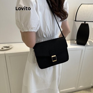Lovito Bolsa De Ombro Pequena Elegante De Metal Liso Para Mulheres LFA08015 (Preto)