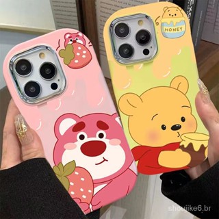 Caixa de telefone oval iPhone15 ///Pooh Bear xr13 Strawberry Bear xs12/Cartoon max maçã 1114pro EKZH