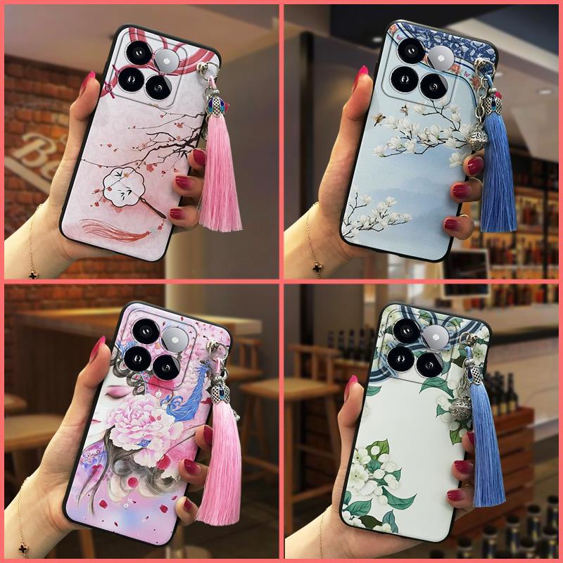 TPU Soft case Phone Case For Xiaomi14 Pro Shockproof Anti-dust Dirt-resistant Silicone bell Waterproof Durable Chinese Style