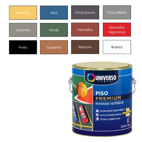 Tinta Para Piso Acrílica Premium Universo 900Ml / 3.6 Litros - Cores