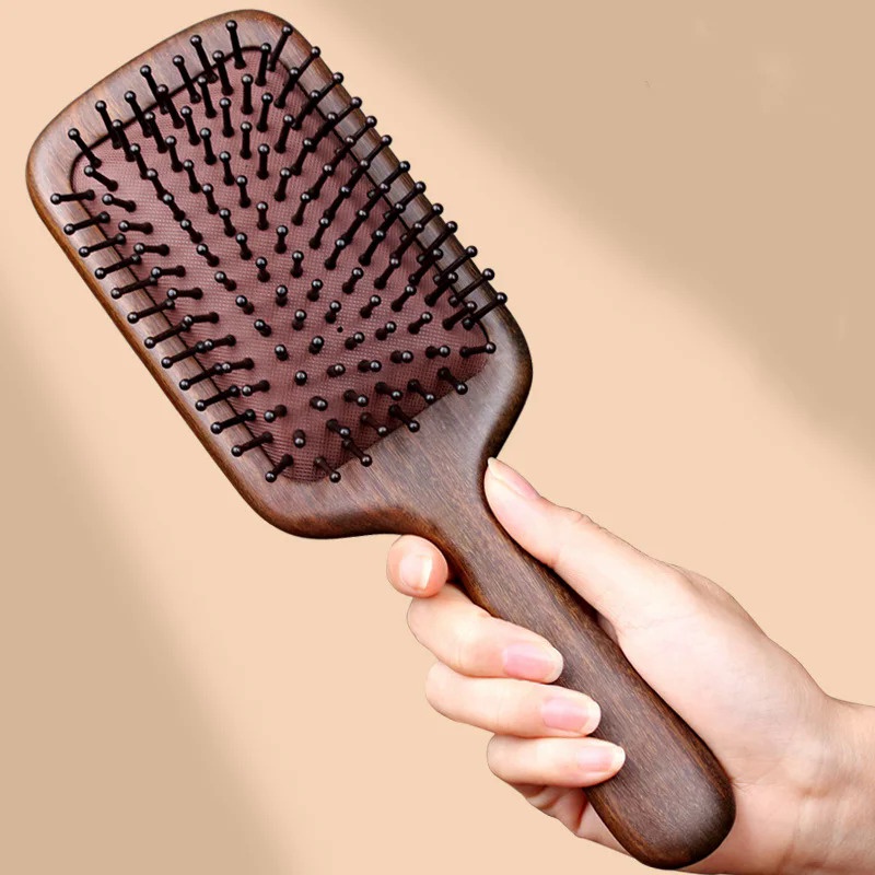 Escova De Cabelo Com Almofada De Ar De Sândalo , Pente Desembaraçador De Madeira Natural , Antiestática Para Massagem No