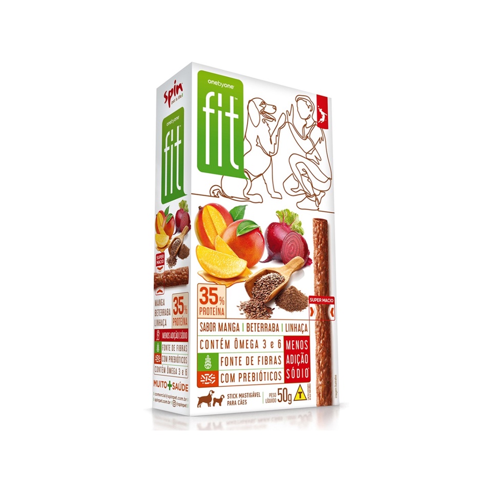 Petisco P/ Cães Stick Spin Fit Manga Beterraba e Linhaça 50g