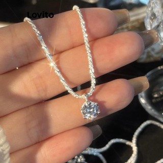 Lovito Colares Elegantes De Strass E Pêssego Com Frutas E Vegetais Para Mulheres LFA12186