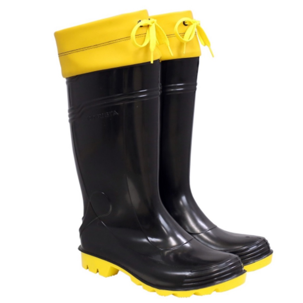 Bota Robusta Náutica Impermeável Flexível Preta Com Amarelo em Oferta na Shopee