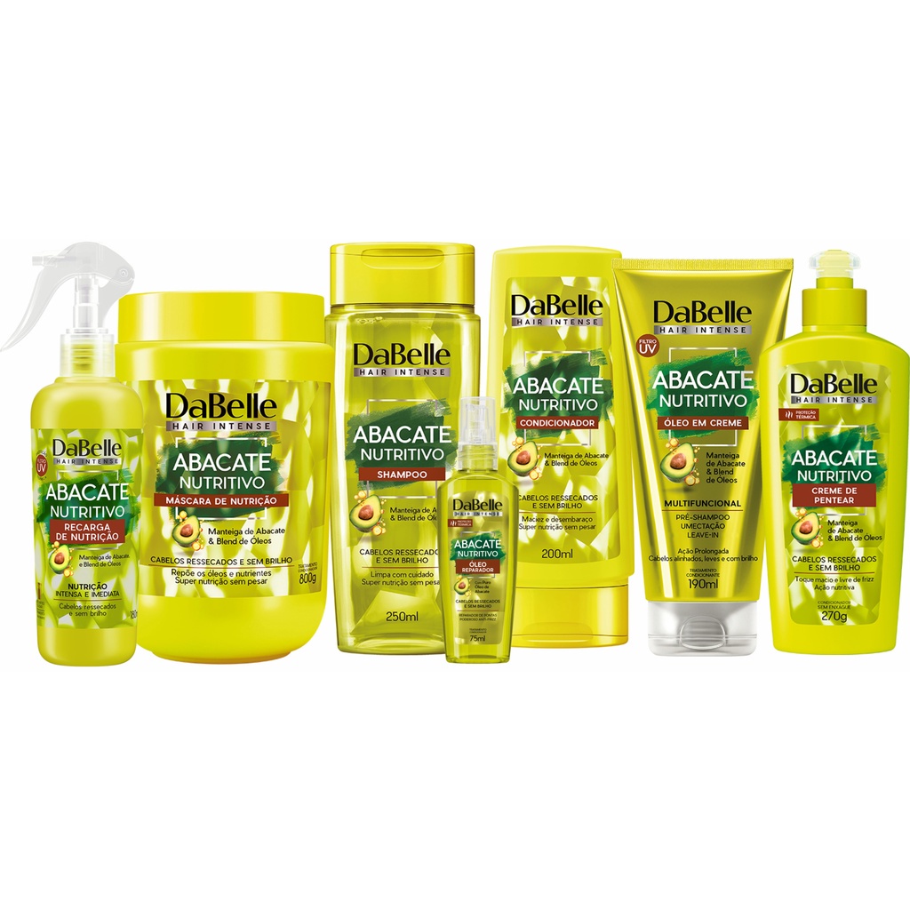 Dabelle Abacate Nutritivo Shampoo Condicionador Máscara Óleo Creme Pentear Reparador Reparador Spray
