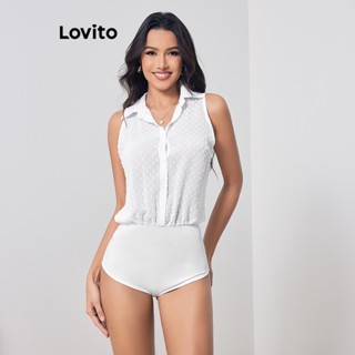 Lovito Body Casual De Malha Lisa Com Botão Jacquard Contrastante Para Mulheres LBL07137