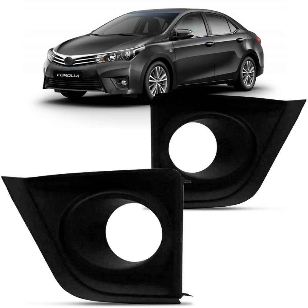Par Moldura Farol Milha Corolla 2015 A 2017 Preta Com Furo