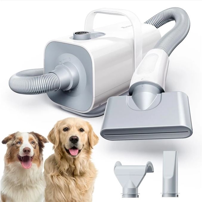 Soprador Silencioso com Aquecimento para Cães e Gatos, 99 Velocidades, Controle de Temperatura, 3 bocais - Homerunpet em Oferta na Shopee