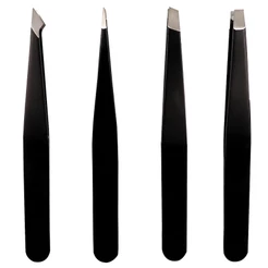 Pinça De Sobrancelha Aço Inoxidável Preta Kit Conjunto Com 4 ou Unitário