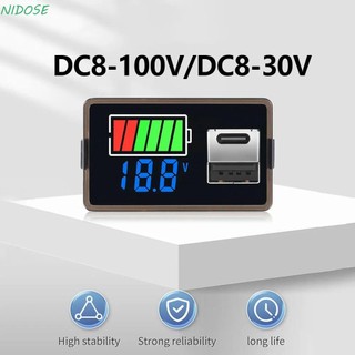 Voltímetro Digital NIDOSE , Indicador De Capacidade USB Tipo C Com Display Duplo LCD , Chumbo-Ácido De Lítio