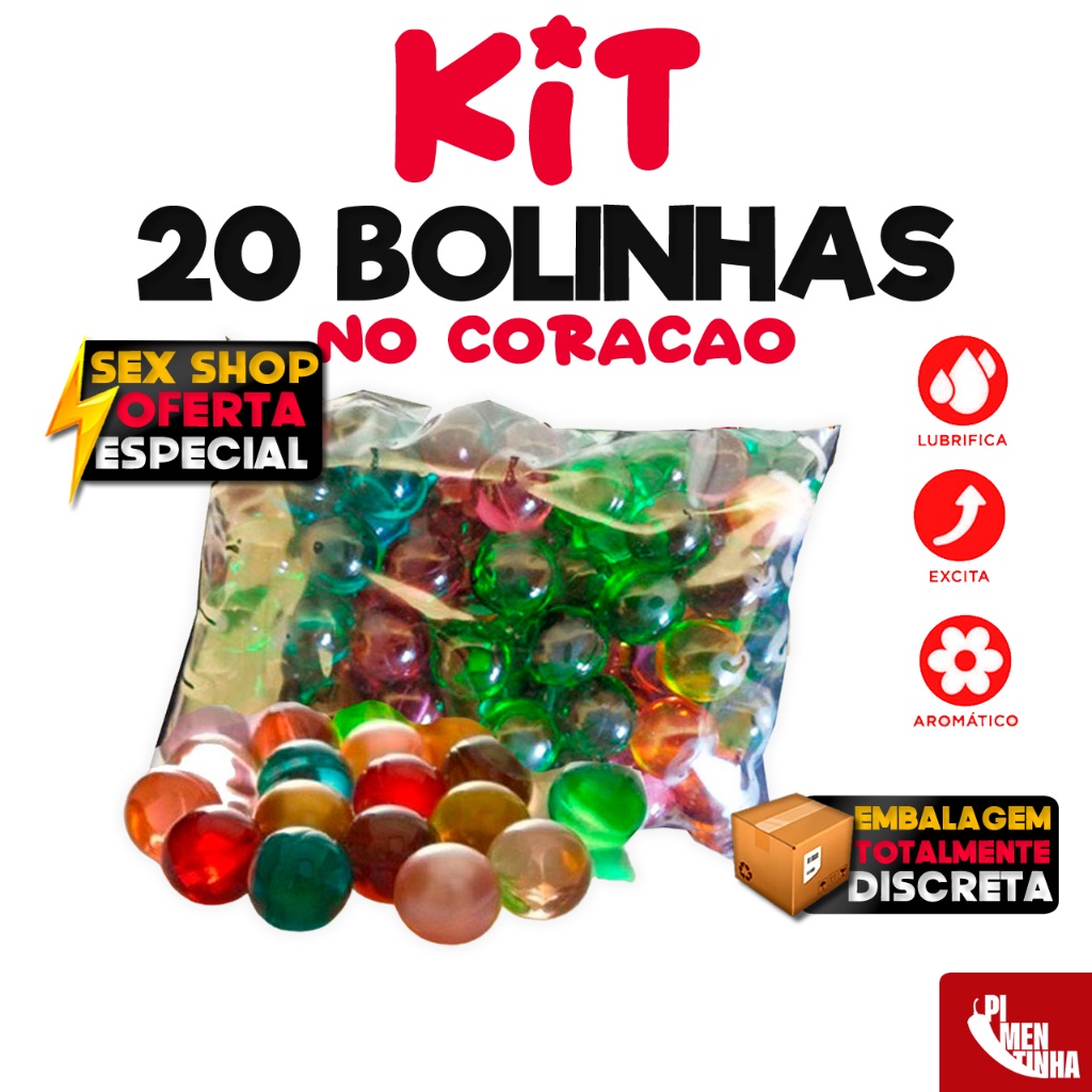 Kit com 20 capsulas Bolinhas Explosivas Lubrificante embalagem coração