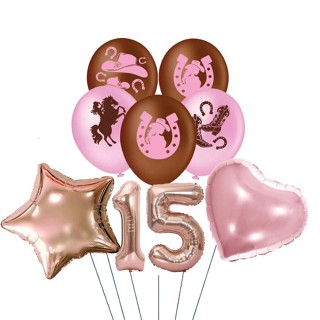 Balões e varal da Boiadeira com balão de com numero da idade em Oferta na Shopee