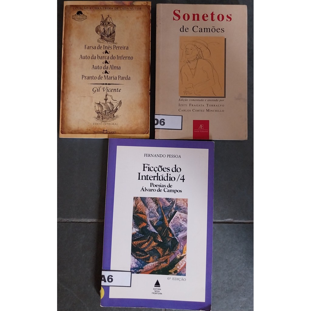 LIVRO,KIT(3), 1. SONETOS DE CAMÕES, 2. COLEÇÃO OBRA PRIMA DE CADA  AUTOR,  AUTO DA ALMA, 3. FICÇÕES DO INTERLÚDIO
