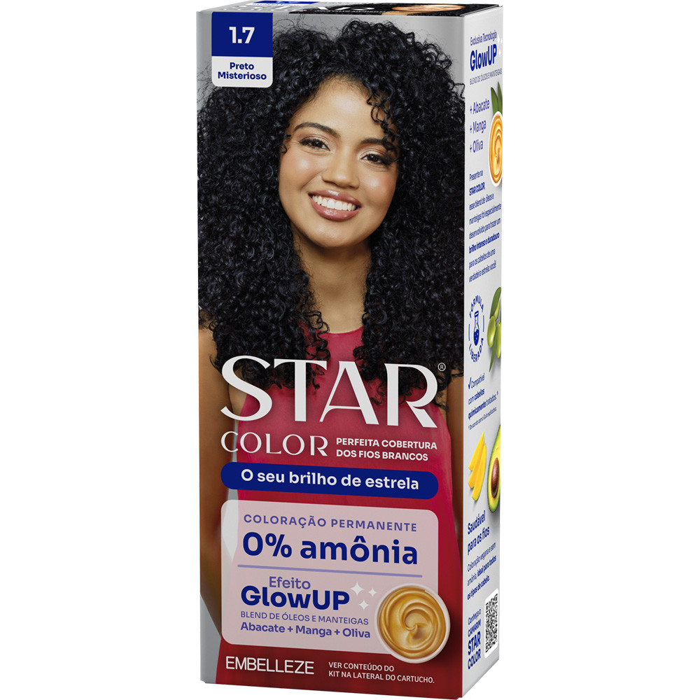 Tinta de Cabelo Star Color Preto Misterioso 1.7 em Oferta na Shopee