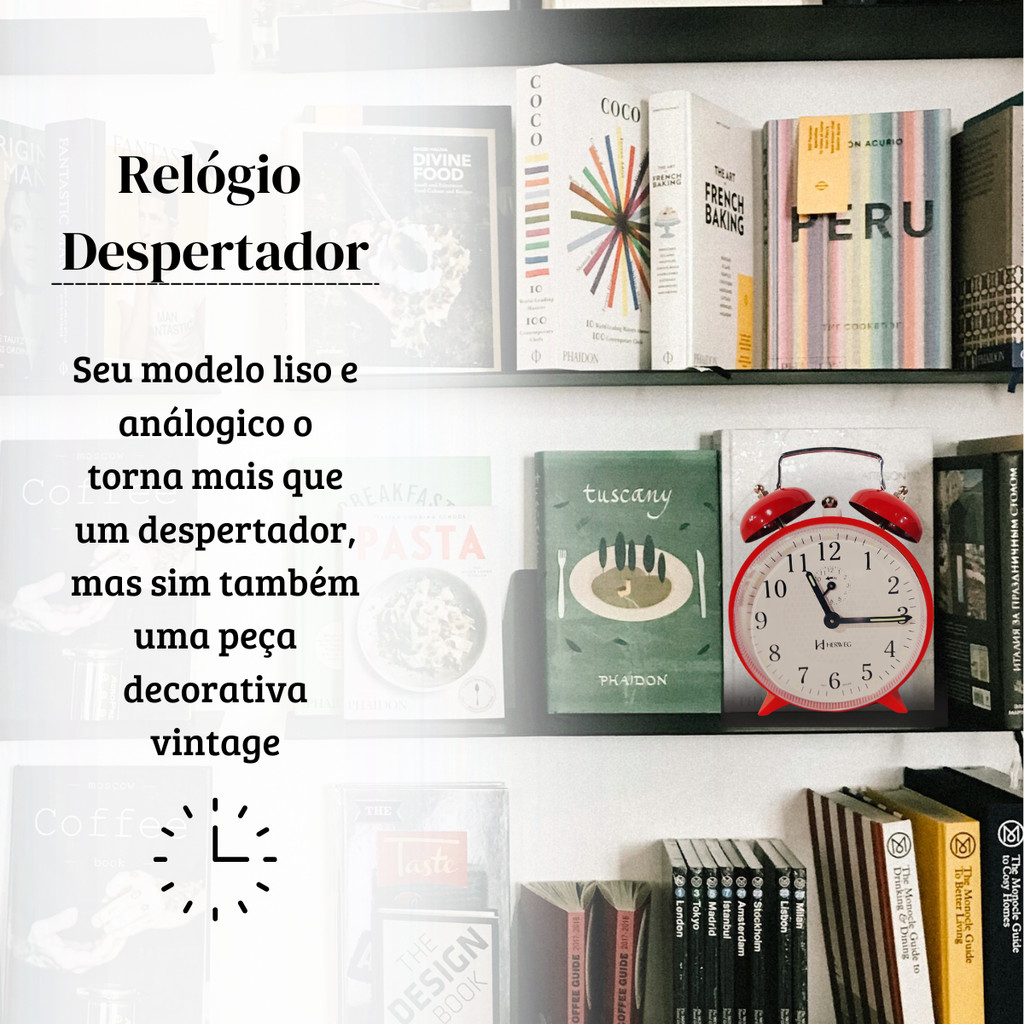 Relógio Despertador Retrô a Corda Mecânico Som Tipo Antigo Vintage Decoração 1° Linha Eurora Decoração Top