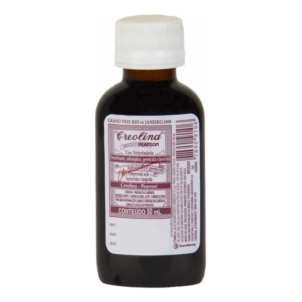 Creolina Bactericida Germinicida Fungicida 50ml Desinfeta para Canil Galinheiro Curral Passeio