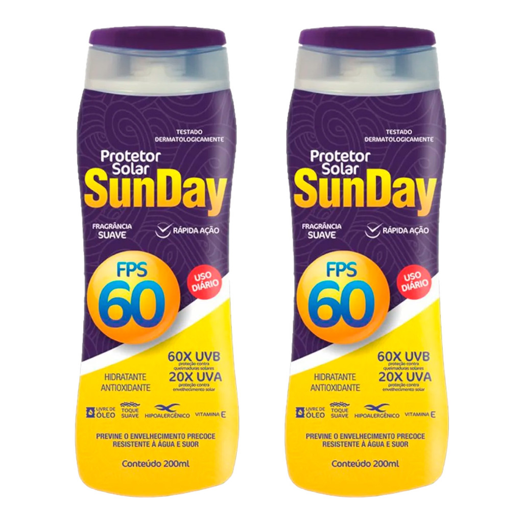 Kit 2 und Protetor Solar Sunday Fps60 200ml em Oferta na Shopee