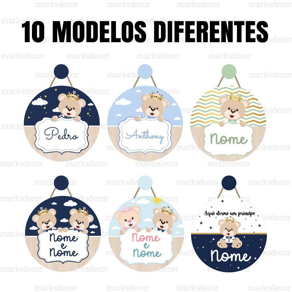 Enfeite De Porta Maternidade Ursinho Príncipe Quadro Decorativo Infantil Quarto Menino Ou Menina em Oferta na Shopee