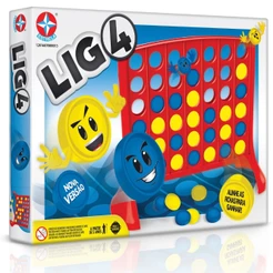 JOGO LIG 4 ESTRELA ESTRATÉGIA BRINQUEDOS DE MESA ALINHAR FICHAS FAMÍLIA DIVERSÃO LÓGICA QUADROS BASE