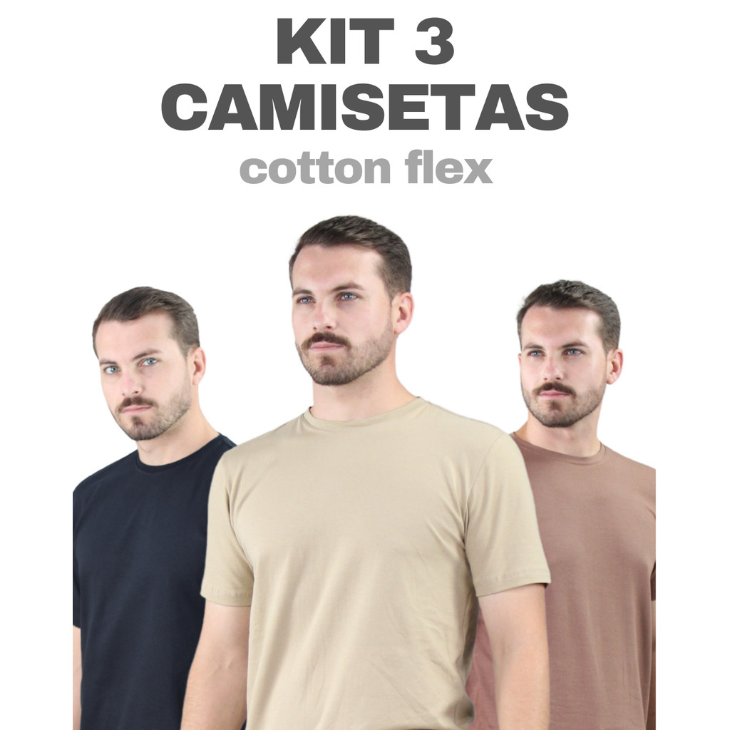 Kit 3 Peças Camiseta Peruana Slim Premium Com Elastano