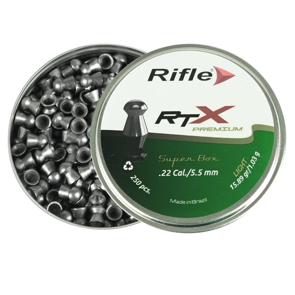 Detalhes do Chumbinho/Espingarda 5.5mm 250un Rifle Premium RTX 15.89gr