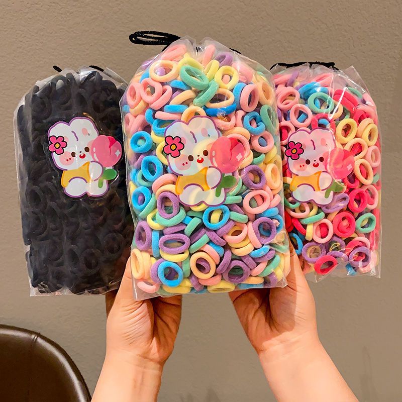 1/100 Pçs Conjunto De Laços De Cabelo Para Crianças Moda Coreana Simples Alta Elástica Borracha Bebê Menina Laço Acessór