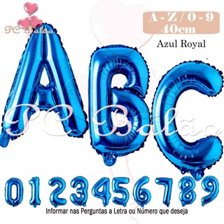 Kit Balão Metalizado Letra Pequena 40cm16  Azul Royal Polegadas
