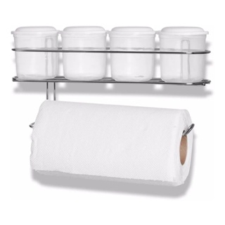 Porta Papel Toalha E Condimento Parede C4 Potes Branco N318 em Oferta na Shopee