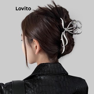Lovito Presilhas de Cabelo de Metal Simples para Mulheres LFA03137 (Prata)